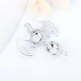 Women 925 Sterling Silver Flying Bat Pendant Pearl Locket SC135SB