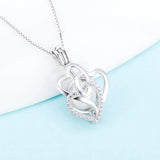 925 Sterling Silver Zircon Three Hearts Cage Pendant
