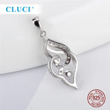 Sterling Silver CZ Pearl Pendant Setting Charm