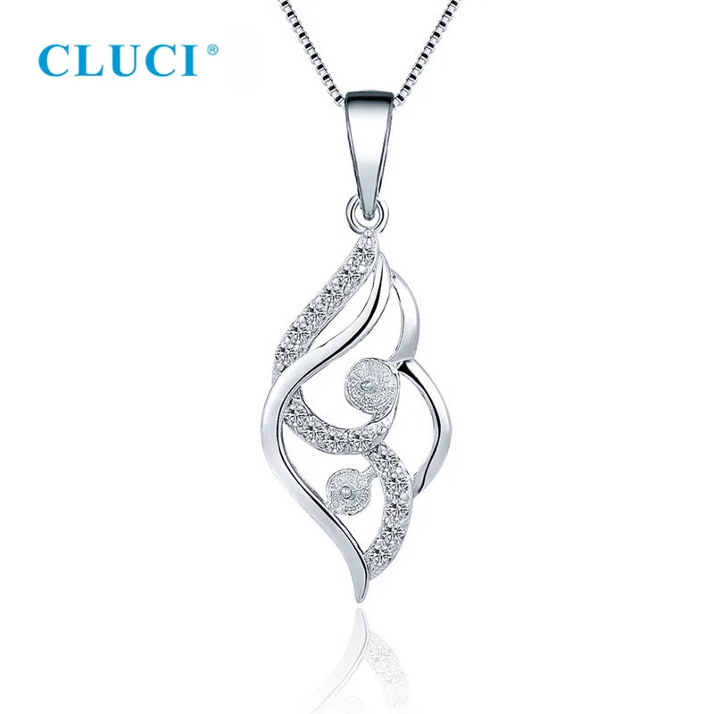 Sterling Silver CZ Pearl Pendant Setting Charm