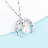 Moon Shaped 925 Silver Necklace Pendant for DIY Round Pearl
