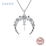 Moon Shaped 925 Silver Necklace Pendant for DIY Round Pearl