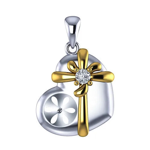 925 Silver Heart Pendant Necklace with Pearl for Women Christmas Gift