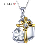 925 Silver Heart Pendant Necklace with Pearl for Women Christmas Gift