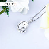 925 Silver Heart Pendant Necklace with Pearl for Women Christmas Gift