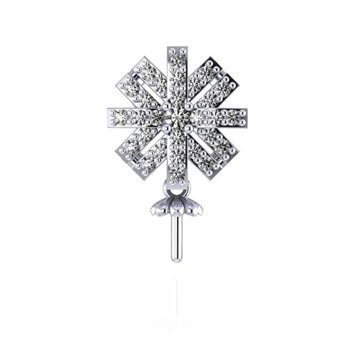 Zircon Silver 925 Snowflake Pendant for Pearl Necklace