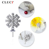 Zircon Silver 925 Snowflake Pendant for Pearl Necklace