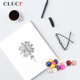 Zircon Silver 925 Snowflake Pendant for Pearl Necklace