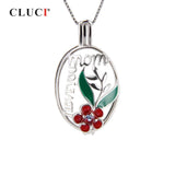 Zircon Silver Cage Pendant for Mothers Women 925 Sterling Silver Charms Pendant