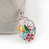 Zircon Silver Cage Pendant for Mothers Women 925 Sterling Silver Charms Pendant
