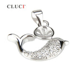 925 Sterling Silver Dolphin Pendant Necklace Charms with Animal Metal Pearls
