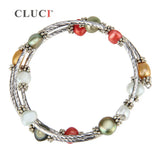 Colorful Freshwater Pearls Wire Wrap Bracelet Adjustable Jewelry FB2006SB