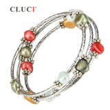 Colorful Freshwater Pearls Wire Wrap Bracelet Adjustable Jewelry FB2006SB