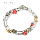 Colorful Freshwater Pearls Wire Wrap Bracelet Adjustable Jewelry FB2006SB