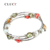Colorful Freshwater Pearls Wire Wrap Bracelet Adjustable Jewelry FB2006SB