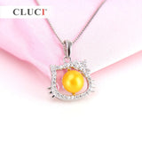 Cat 925 Silver Pendant Mounting with Rhinestones for Necklace SP227SB
