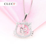 Cat 925 Silver Pendant Mounting with Rhinestones for Necklace SP227SB