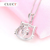 Cat 925 Silver Pendant Mounting with Rhinestones for Necklace SP227SB