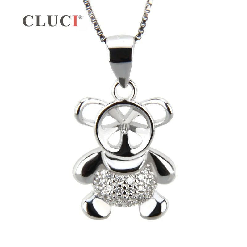 925 Sterling Silver Animal Pendant Bear Necklace Charms SP159SB