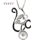Monkey Pearls Necklace 925 Sterling Silver Animal Pendant
