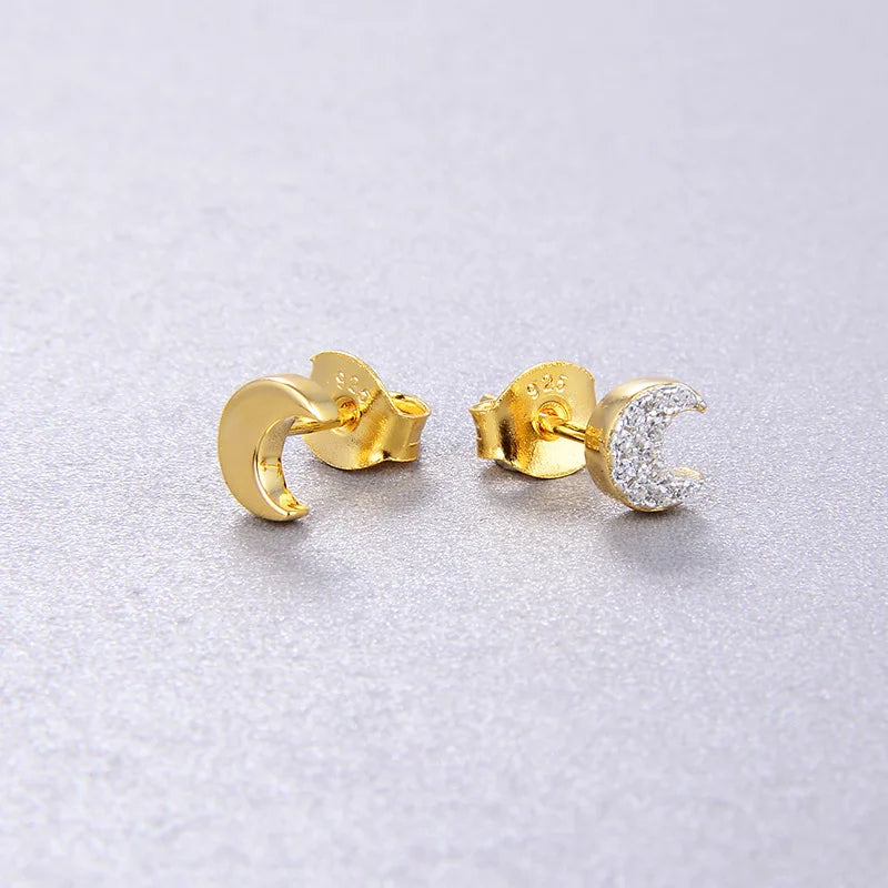 CMajor S925 Silver Plated 18k Moon Stud Earrings for Women