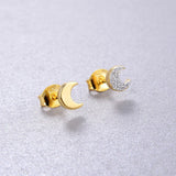 CMajor S925 Silver Plated 18k Moon Stud Earrings for Women