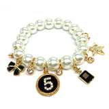 Leaf Number 5 Tower Resin Pearl Strand Bracelet