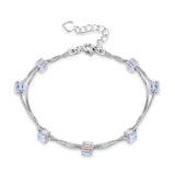 COCOM Silver Double-Deck Beads Bracelet with Crystal Gift for Women