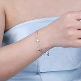 COCOM Silver Double-Deck Beads Bracelet with Crystal Gift for Women
