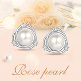 925 Silver Shell Pearl Stud Earrings for Women Wedding Access