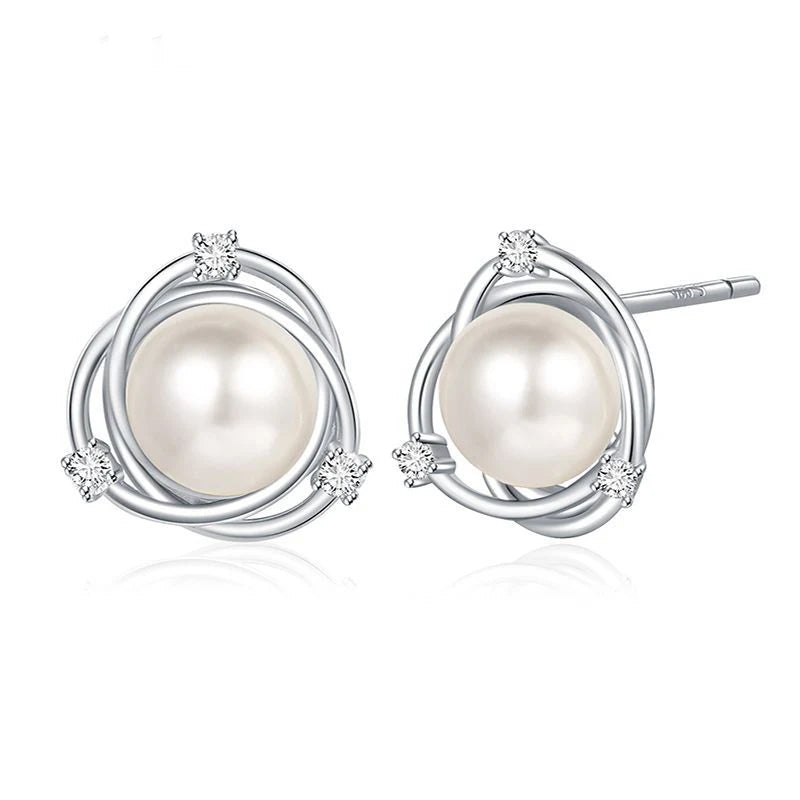 925 Silver Shell Pearl Stud Earrings for Women Wedding Access