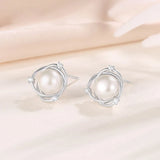 925 Silver Shell Pearl Stud Earrings for Women Wedding Access