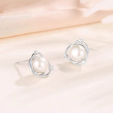 925 Silver Shell Pearl Stud Earrings for Women Wedding Access