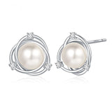 925 Silver Shell Pearl Stud Earrings for Women Wedding Access