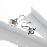 925 Silver Bee Vintage Drop Earrings Austria Crystal Zirconia Jewelry Gift