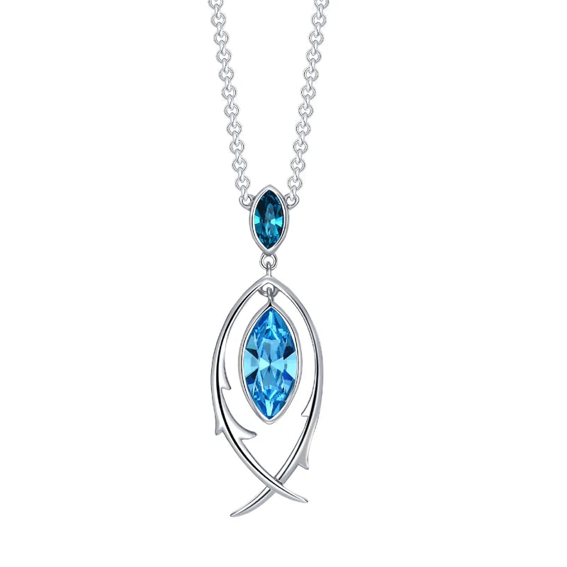 COCOM Fish Pendant Necklace with Austrian Crystals