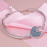 COCOM Heart Lock Bangle Bracelet with Austrian Crystals