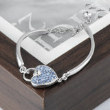 COCOM Heart Lock Bangle Bracelet with Austrian Crystals