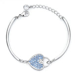 COCOM Heart Lock Bangle Bracelet with Austrian Crystals