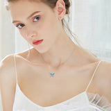 COCOM Butterfly Pendant Necklace with Crystals for Women