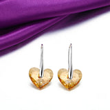 925 Silver Drop Earrings Golden Heart Crystals Wedding Gift