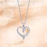 Love Heart Butterfly Necklace CZ Mother's Birthday Gift