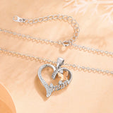 Love Heart Butterfly Necklace CZ Mother's Birthday Gift
