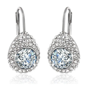COCOM Water Drop Clip Earrings with Round Fancy Crystals