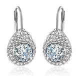 COCOM Water Drop Clip Earrings with Round Fancy Crystals