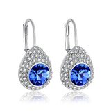 COCOM Water Drop Clip Earrings with Round Fancy Crystals