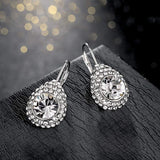 COCOM Water Drop Clip Earrings with Round Fancy Crystals