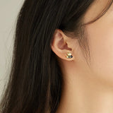 925 Silver Bee Stud Earrings 18K Plated Asymmetric Design - Women's Jewelry Gift