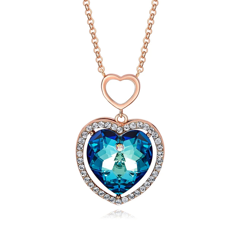 COCOM Romantic Heart of the Ocean Necklace with Austrian Crystals