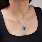 Romantic Angel Wings Heart Pendant Necklace Crystals Valentines Gift